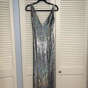 Silver sequin vintage Badgley Mischka gown